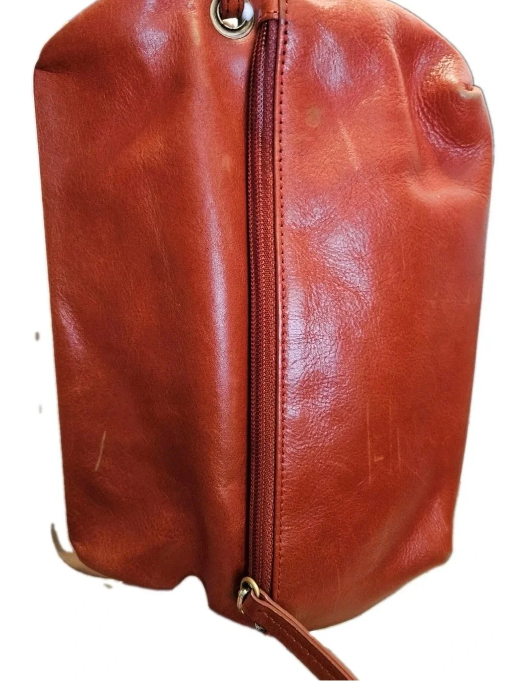 latico Burnt Orange Leather Frame Clutch with Gold Hardware